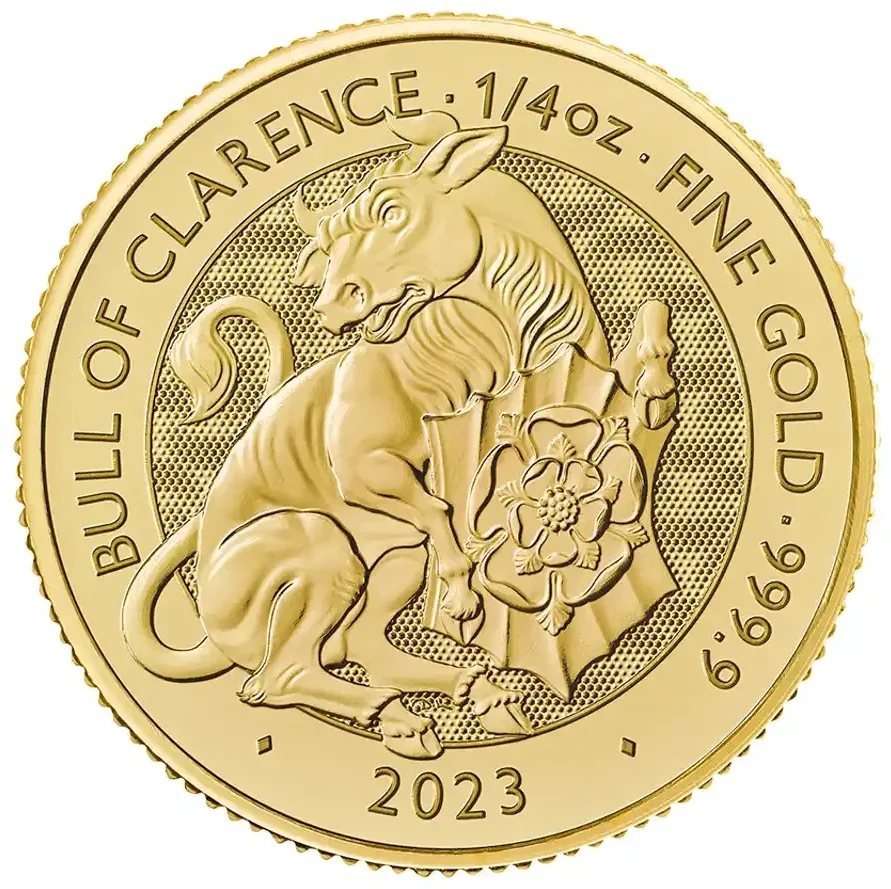 2023 UK Tudor Beasts Bull of Clarence 1/4oz Gold Coin
