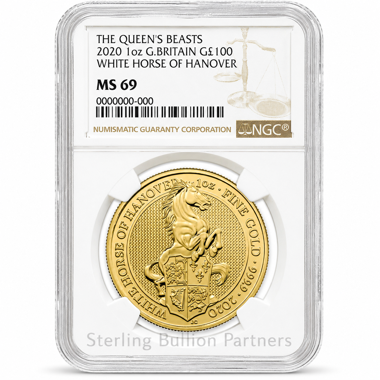 2020 Queen’s Beasts White Horse of Hanover Certified 1oz Gold Coin