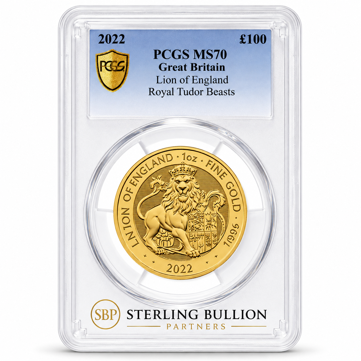 2022 Tudor Beasts Lion of England Certified 1oz Gold Coin