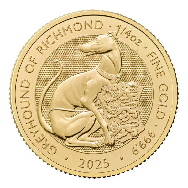 NGC MS69DPL 2025 英国5PD グレイハウンド・オブ・リッチモンド 2025 Tudor Beasts Greyhound of Richmond 1/4oz Gold Coin - Sterling