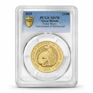 2025 UK Tudor Beasts Greyhound of Richmond 1oz Gold Coin MS66–MS70