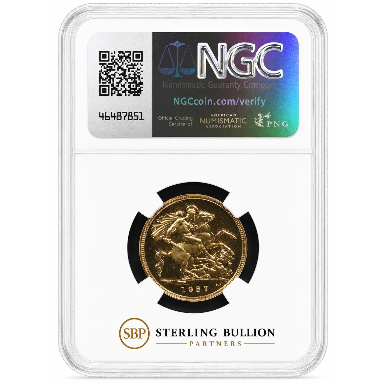 1937 George VI Gold Proof Sovereign NGC PF66+ Cameo Back