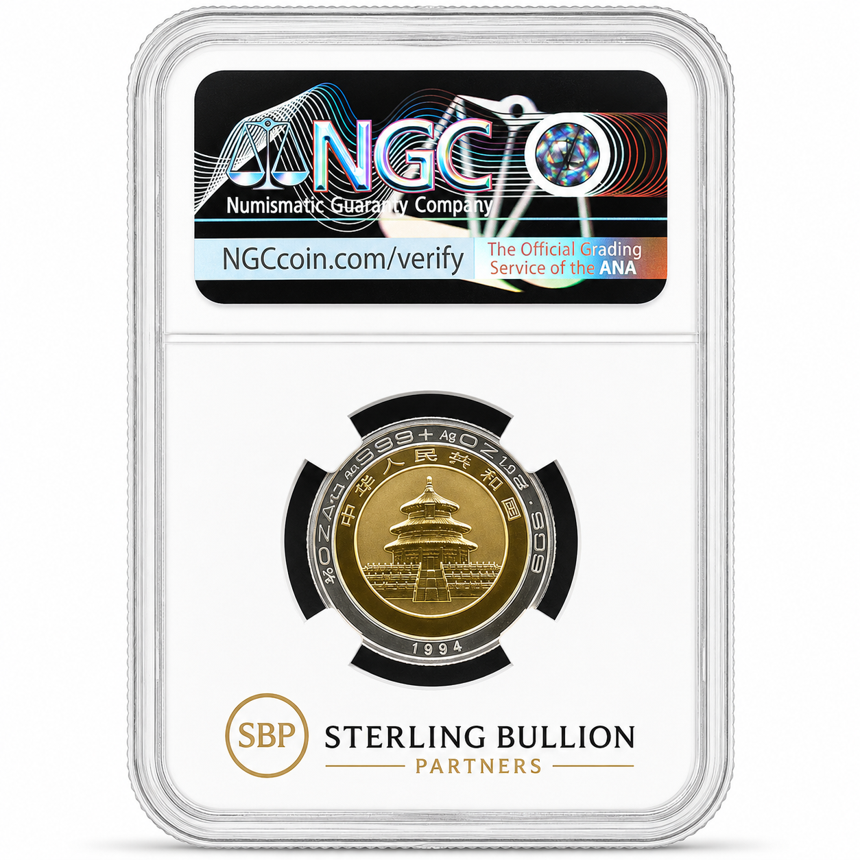 1994 China Bi-Metallic Panda 10 Yuan NGC PF70 Ultra Cameo1