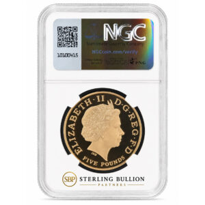 2008 Queen Elizabeth I 450th Anniversary £5 Gold Proof NGC PF70 Ultra Cameo Back