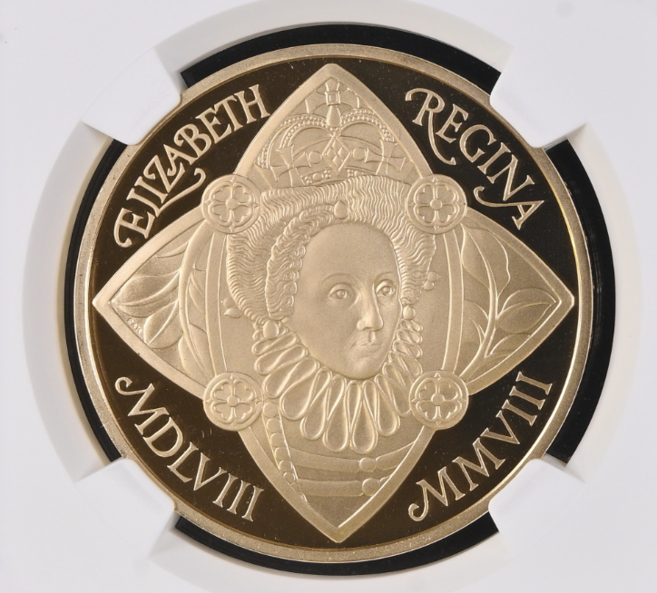 2008 Queen Elizabeth I 450th Anniversary £5 Gold Proof NGC PF70 Ultra Cameo CU2