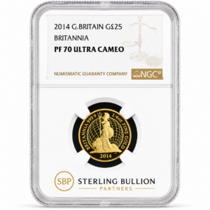 2014 Britannia 1:4oz Gold Proof NGC PF70 Ultra Cameo slab representation