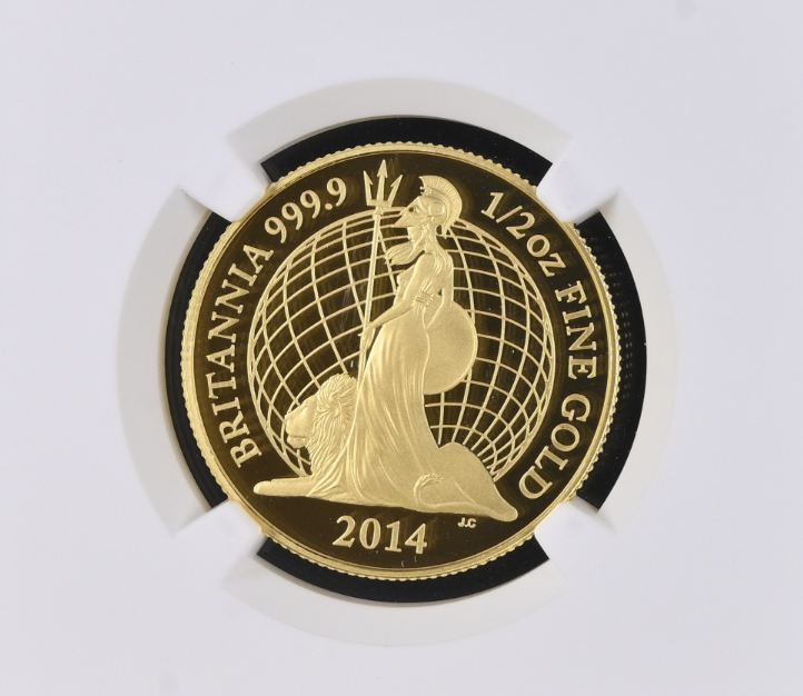 2014 Britannia Half-Ounce Gold Proof Coin graded NGC PF70 Ultra Cameo CU1
