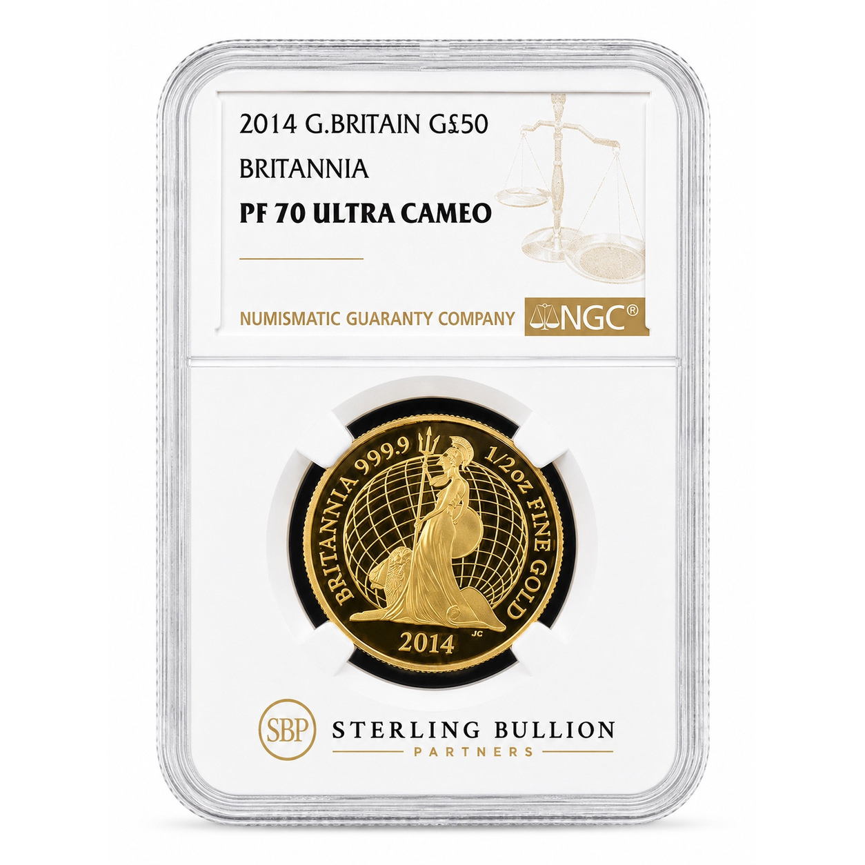 2014 Britannia Half-Ounce Gold Proof Coin graded NGC PF70 Ultra Cameo