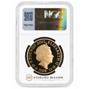 2015 Battle of Waterloo Gold Proof £5 Coin NGC PF70 Ultra Cameo Back