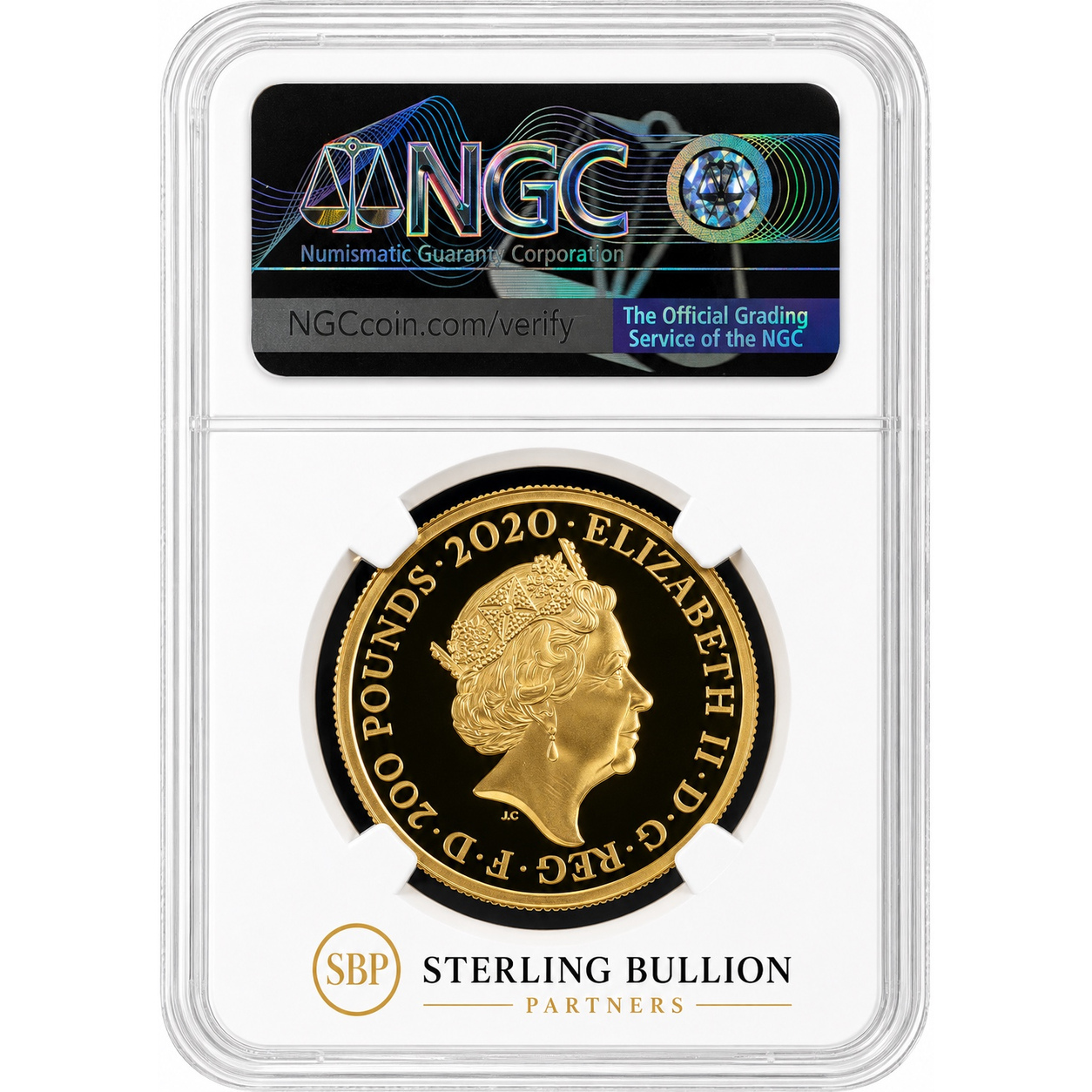 2020 James Bond Shaken Not Stirred £200 2oz Gold Proof NGC PF70 Ultra Cameo Back