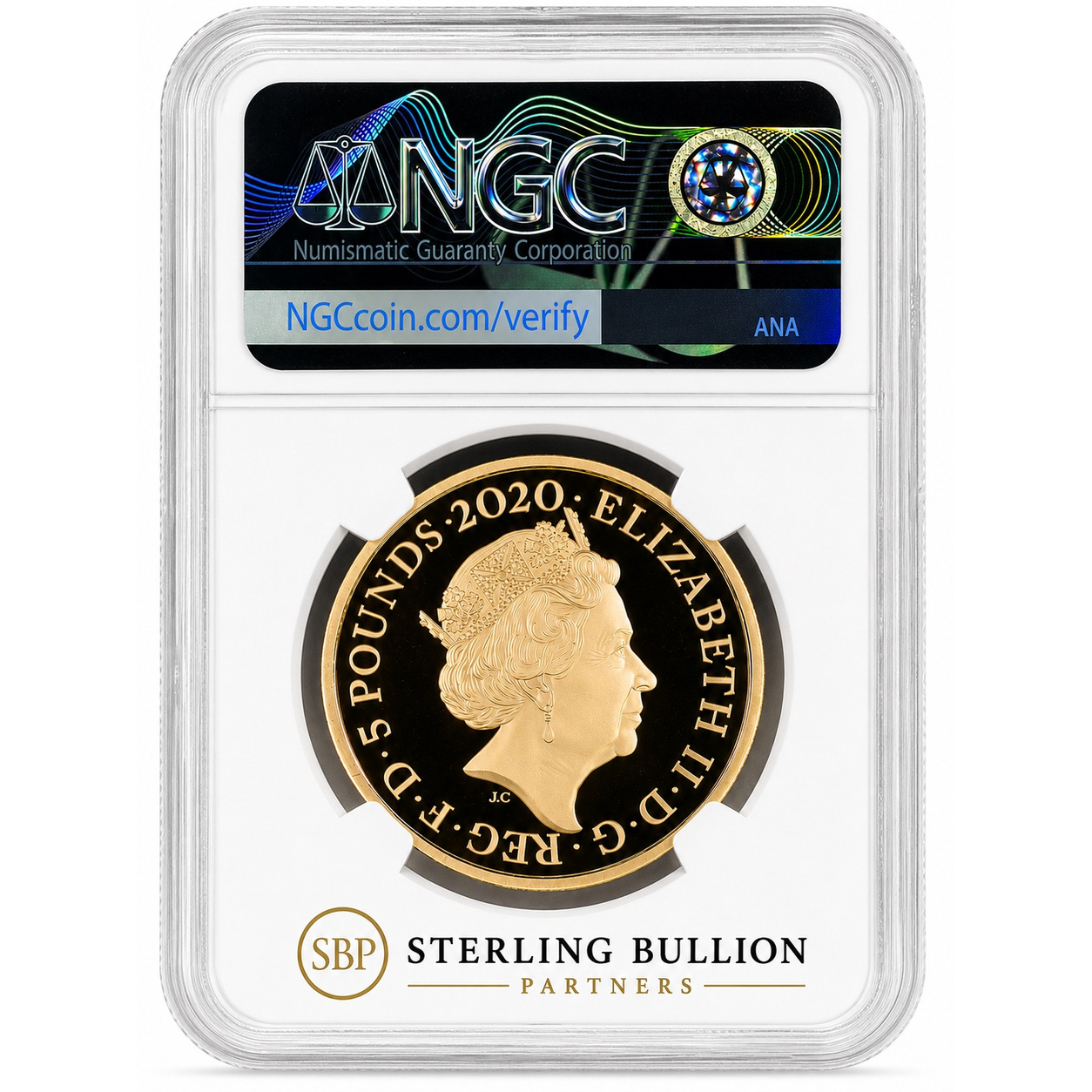 2020 King George III £5 Gold Proof NGC PF70 Ultra Cameo Back
