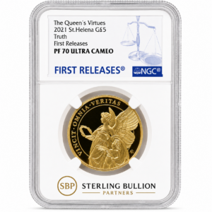 2021 St Helena Queen’s Virtues Truth 1oz Gold Proof NGC PF70 Ultra Cameo First Releases