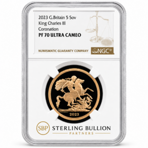 2023 King Charles III Coronation Five-Sovereign Gold Proof NGC PF70 Ultra Cameo