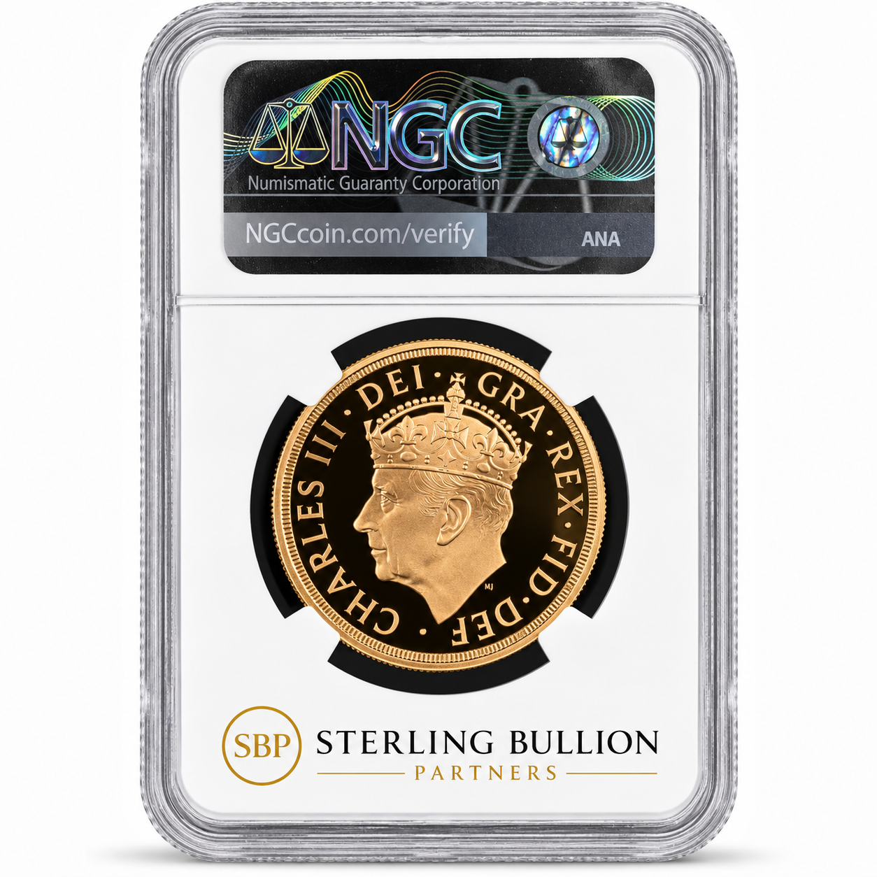 2023 King Charles III Coronation Five-Sovereign Gold Proof St George and the Dragon reverse