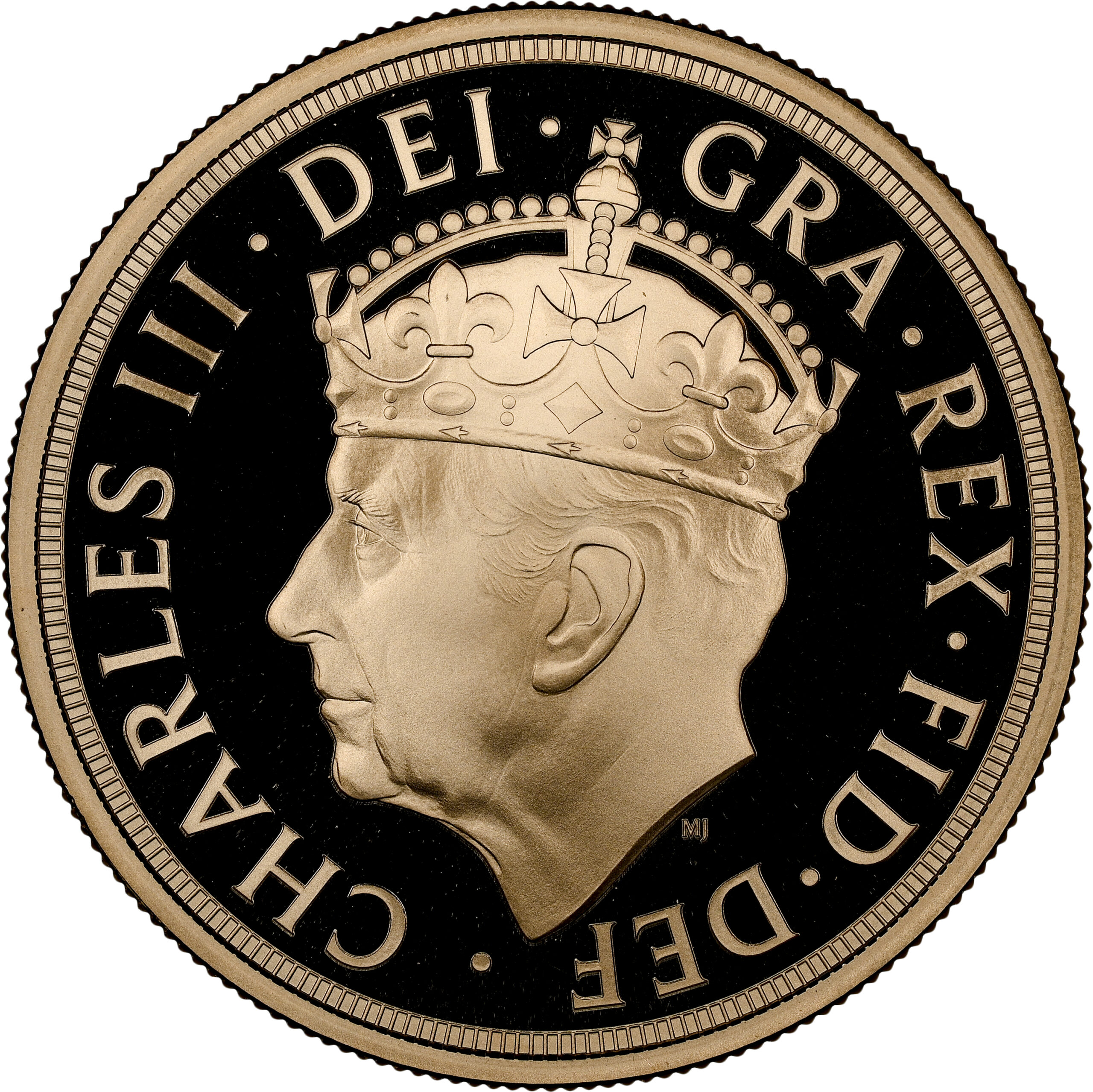 2023 King Charles III Coronation Five-Sovereign Gold Proof crowned portrait by Martin Jennings