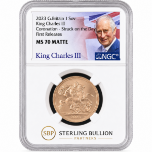 2023 King Charles III Coronation Struck on the Day Sovereign NGC MS70 Matte First Releases