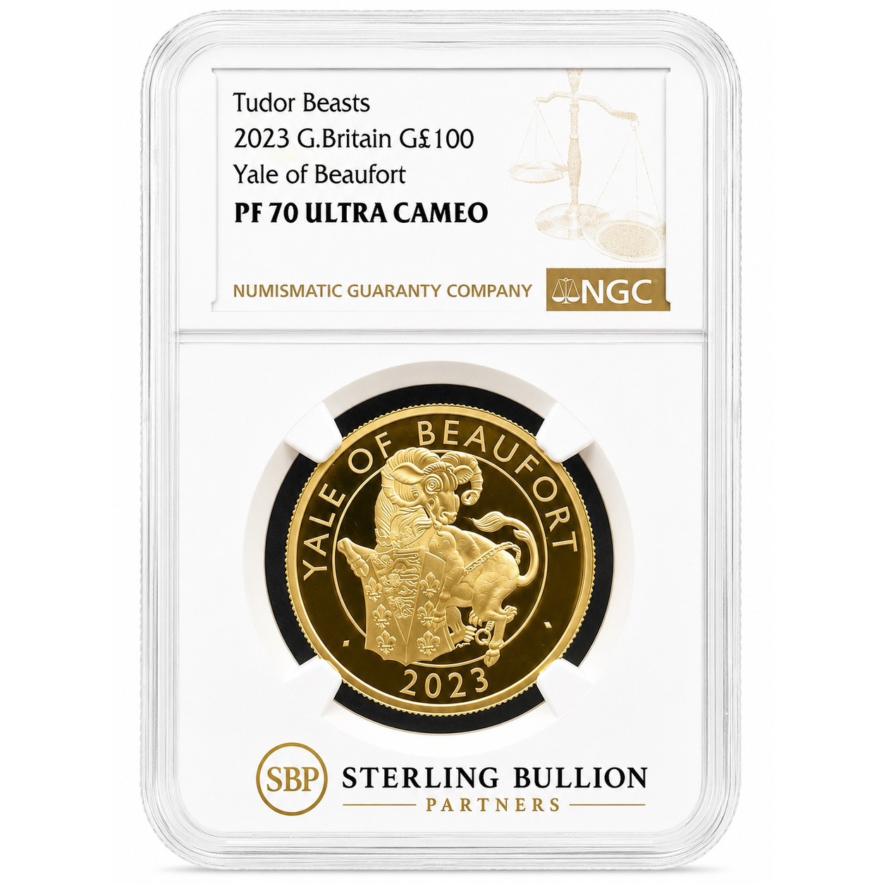 2023 Royal Tudor Beasts Yale of Beaufort 1oz Gold Proof NGC PF70 Ultra Cameo