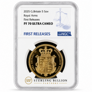 2025 Royal Arms Five-Sovereign Gold Proof NGC PF70 Ultra Cameo First Releases