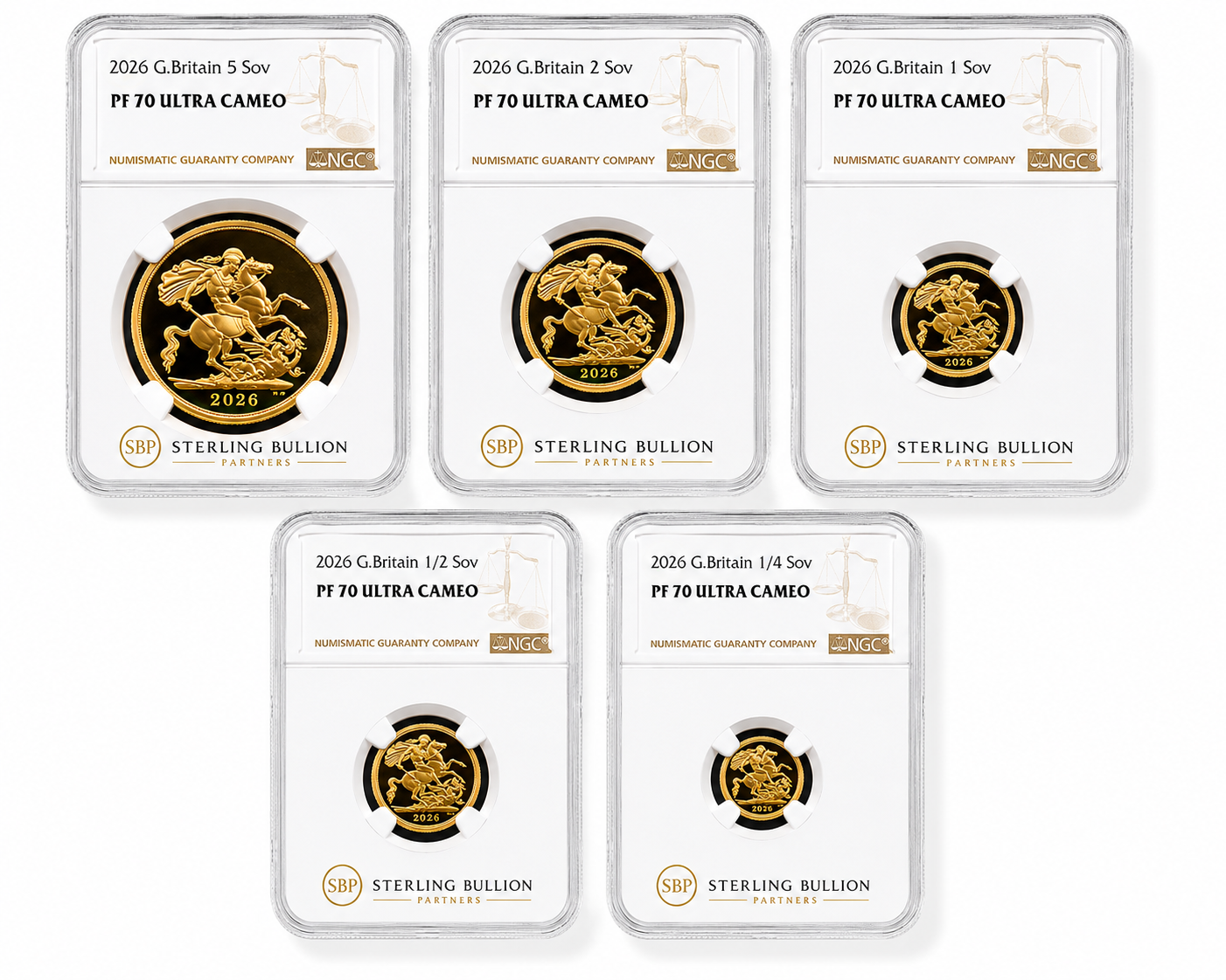 2026 Sovereign Five-Coin Gold Proof Set NGC PF70 Ultra Cameo