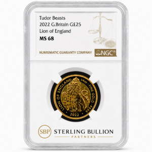 Tudor Beasts 2022 G.Britain G£25 Lion of England MS68