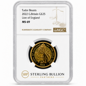 Tudor Beasts 2022 G.Britain G£25 Lion of England MS69
