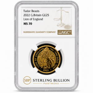 Tudor Beasts 2022 G.Britain G£25 Lion of England MS70