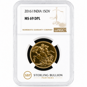 2016 India Sovereign NGC MS69 DPL with Indian I mintmark